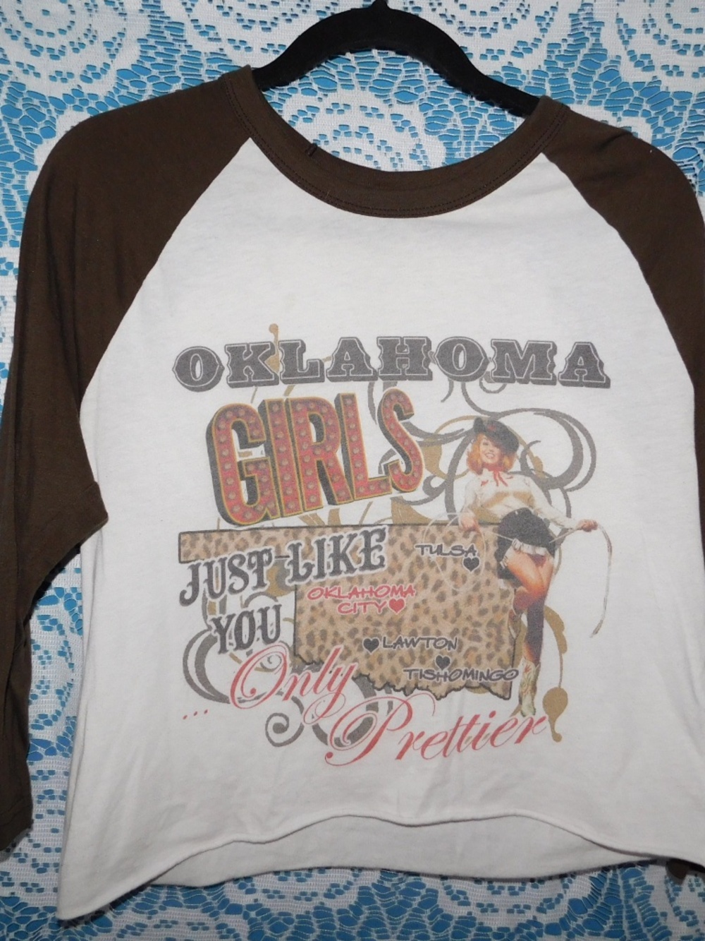 American Apparel Cropped Y2K Western Graphic Long Sleeve Tee